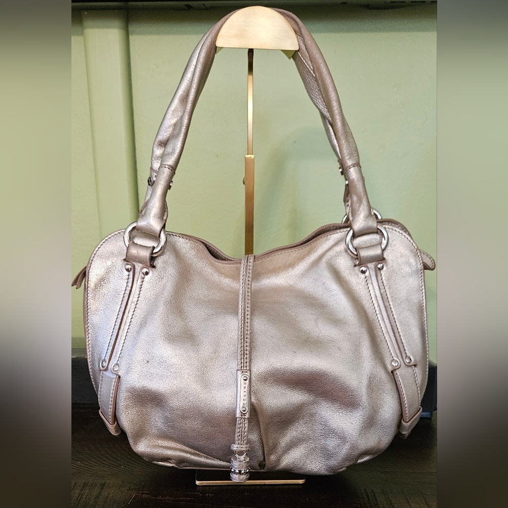 CELINE Authentic Bittersweet Gold Metallic Leather Shoulder Bag Puse Hobo Italy